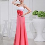 Watermelon Ankle-Length Satin Strapless A-Line Princess Hand-Made Flower,Pleats N13ZAYS558Bridesmaid Dress