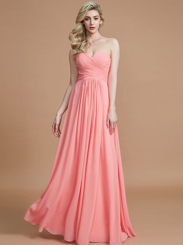 Watermelon Chiffon Sweetheart A-Line Princess 72056Bridesmaid Dress
