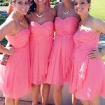 Watermelon Short Mini Chiffon Sweetheart A-Line Princess Bridesmaid Dress